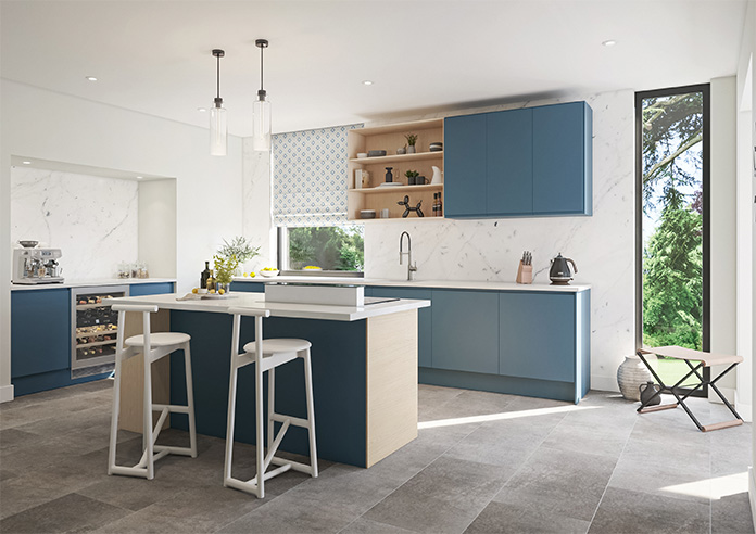 Huaraz Velvet, Cool Blue - Roman Blind - Image 6